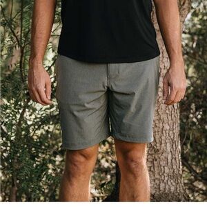 Gray Flat Front Shorts with Tailored Fit